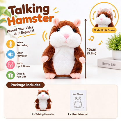 🐹❤️‍🔥 70% OFF – Talking Hamster Plush 🎄 Repeats What You Say & Shakes Its Head – Christmas Fun for Kids & Adults