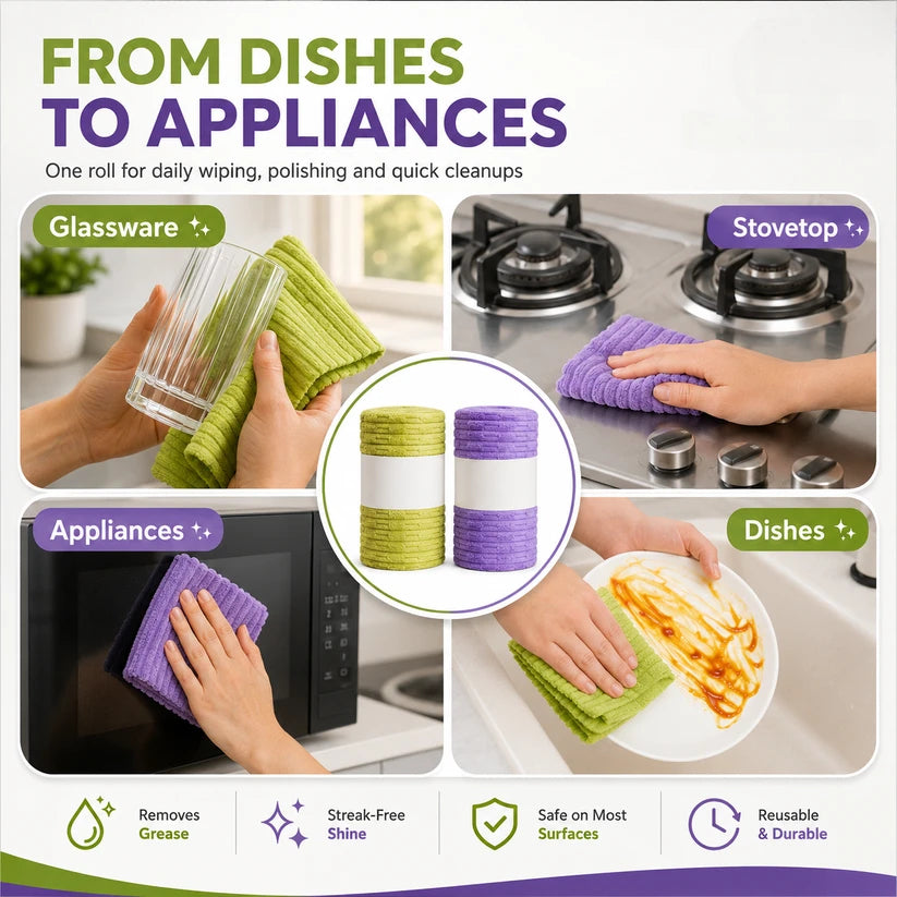 🗞️Multipurpose Reusable Tear-Off Cleaning Cloth Roll
