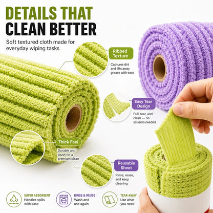 🗞️Multipurpose Reusable Tear-Off Cleaning Cloth Roll