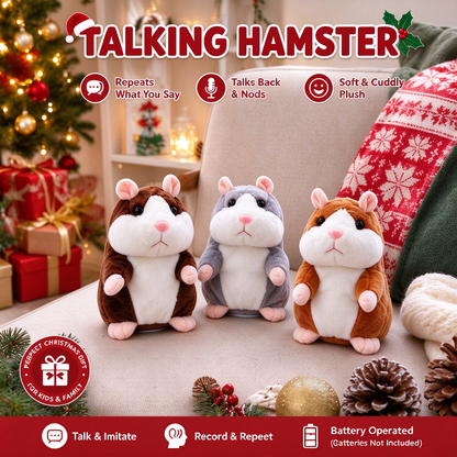 🐹❤️‍🔥 70% OFF – Talking Hamster Plush 🎄 Repeats What You Say & Shakes Its Head – Christmas Fun for Kids & Adults