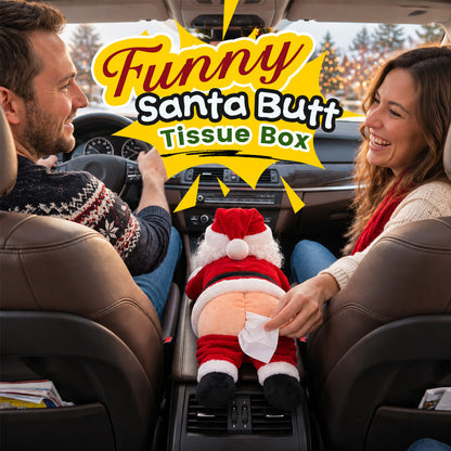 🎅🍑 Funny Santa Butt Tissue Box Holder – Hilarious Christmas Décor & White Elephant Gift 🎁