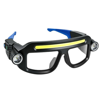 Rechargeable LED Work Glasses – 400LM Hands-Free COB Floodlight with Dual Spotlights, 5 Modes & Type-C Charging