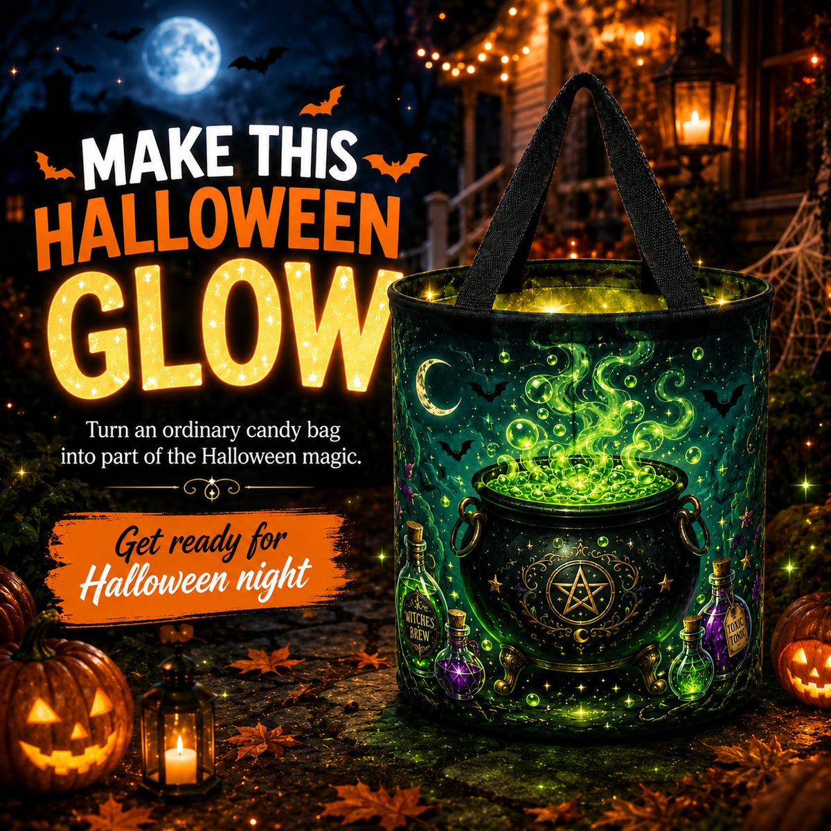 🎃Glow & Go LED Halloween Trick-or-Treat Candy Bag🍬