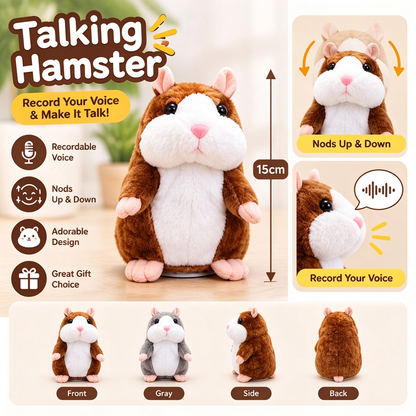 🐹❤️‍🔥 70% OFF – Talking Hamster Plush 🎄 Repeats What You Say & Shakes Its Head – Christmas Fun for Kids & Adults