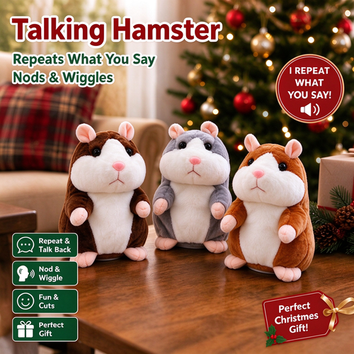 🐹❤️‍🔥 70% OFF – Talking Hamster Plush 🎄 Repeats What You Say & Shakes Its Head – Christmas Fun for Kids & Adults