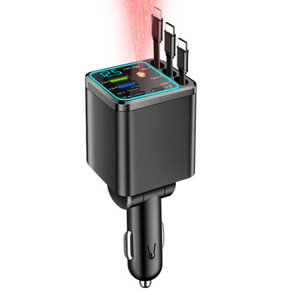 ⚡ 7-in-1 120W Retractable Car Charger – Fast Charging Power Hub with LED Voltage Display