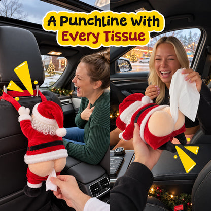 🎅🍑 Funny Santa Butt Tissue Box Holder – Hilarious Christmas Décor & White Elephant Gift 🎁