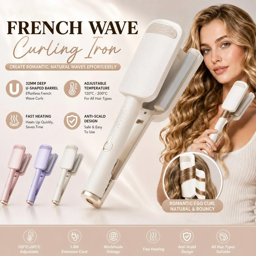 🌸 LIMITED-TIME 50% OFF! ✨ 32MM Wavy Hair Curler – Big Bouncy Curls, 4 Adjustable Heat Settings & Negative Ion Care – Salon-Quality Styling at Home 💇‍♀️