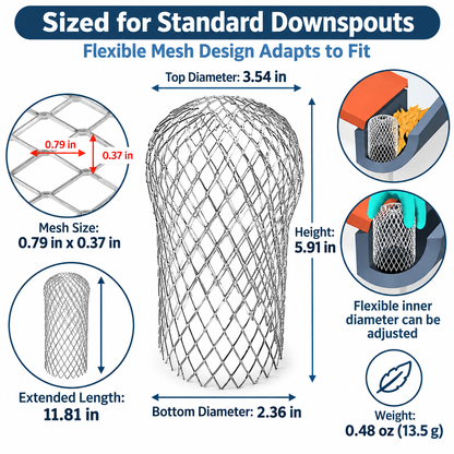 2-Pack Aluminum Gutter Downspout Guards – Adjustable Leaf & Debris Strainer for Rain Gutters