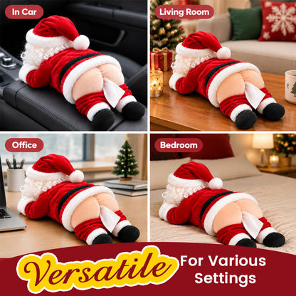 🎅🍑 Funny Santa Butt Tissue Box Holder – Hilarious Christmas Décor & White Elephant Gift 🎁