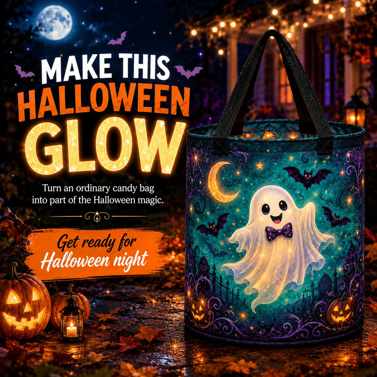 🎃Glow & Go LED Halloween Trick-or-Treat Candy Bag🍬
