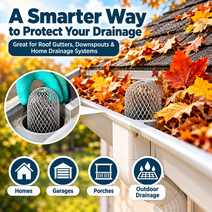2-Pack Aluminum Gutter Downspout Guards – Adjustable Leaf & Debris Strainer for Rain Gutters