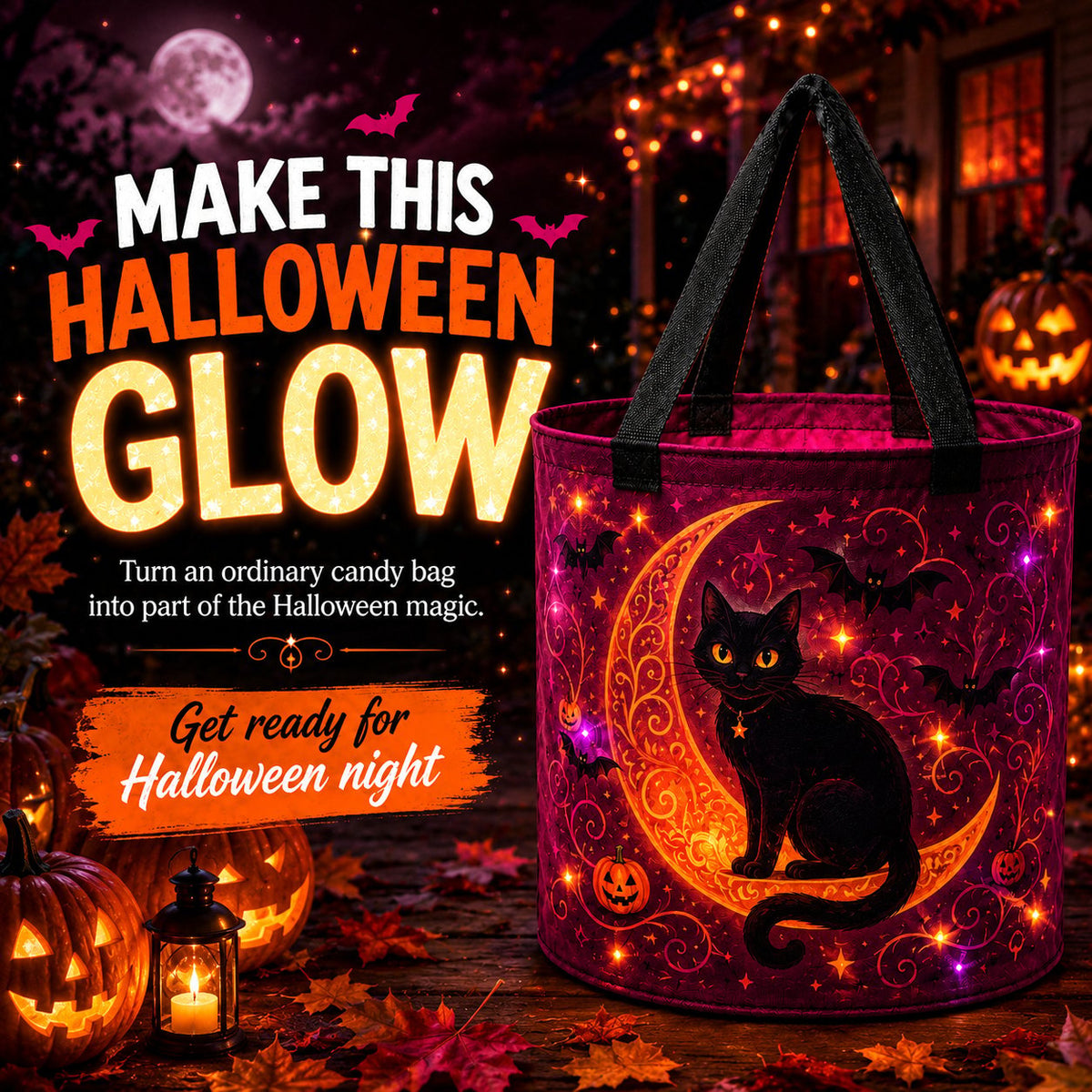 🎃Glow & Go LED Halloween Trick-or-Treat Candy Bag🍬