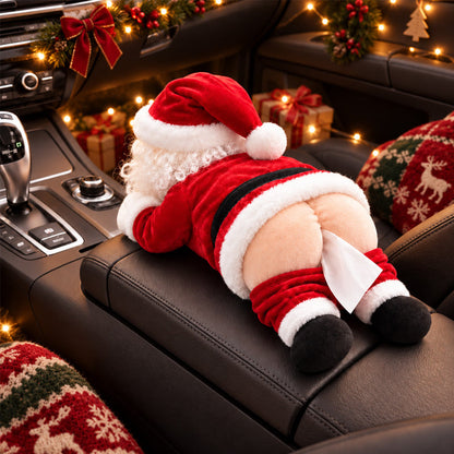 🎅🍑 Funny Santa Butt Tissue Box Holder – Hilarious Christmas Décor & White Elephant Gift 🎁
