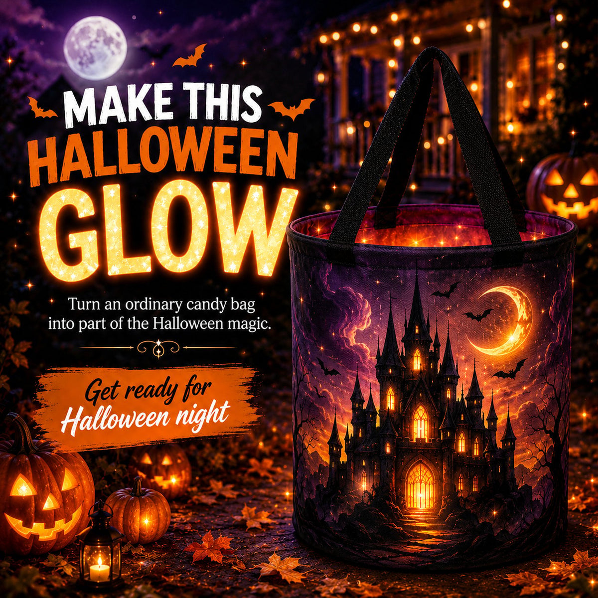 🎃Glow & Go LED Halloween Trick-or-Treat Candy Bag🍬