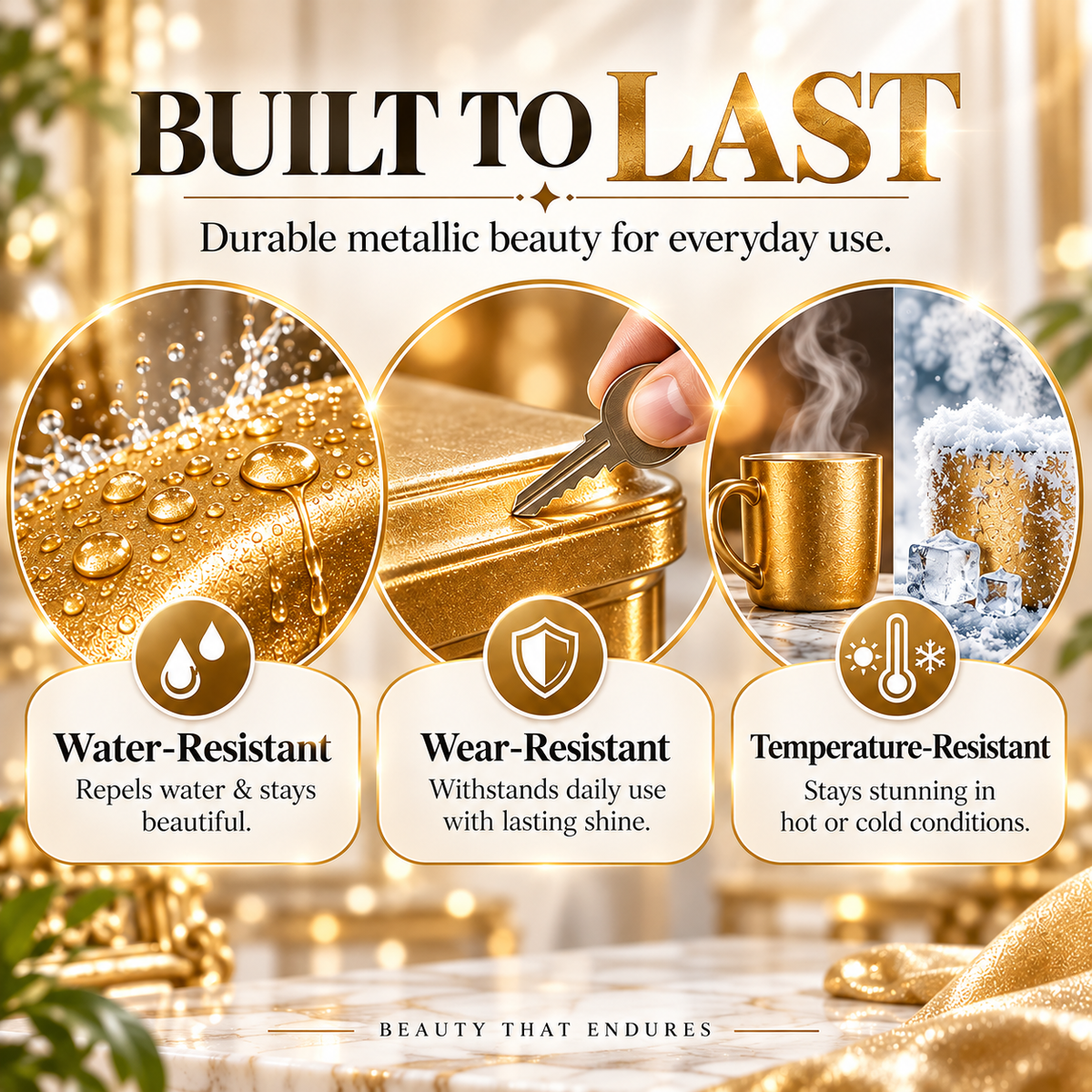 ✨ Metallic Gold Finish Paint – Rich Shimmer for Furniture, Décor & DIY Projects