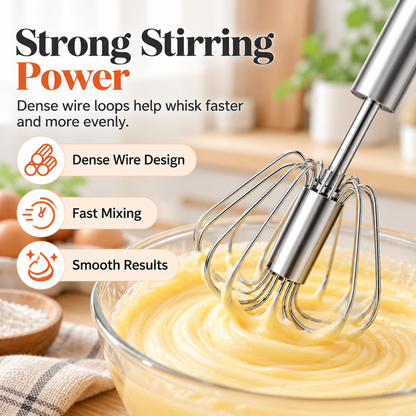 🥄2 Pcs Semi-Automatic Stainless Egg & Milk Whisk🥄