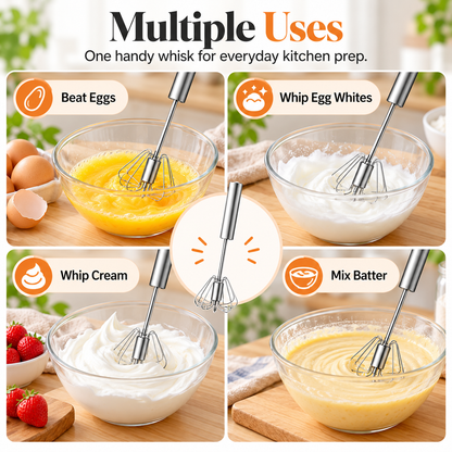 🥄2 Pcs Semi-Automatic Stainless Egg & Milk Whisk🥄