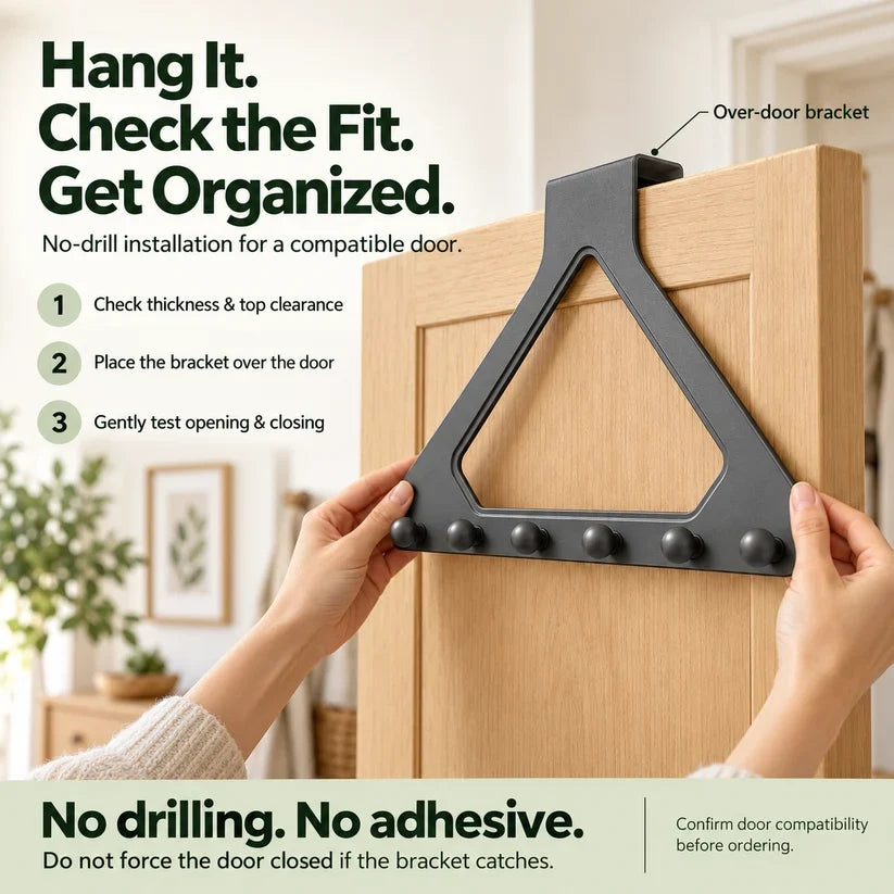 🏡 6-Hook Over-the-Door Organizer – Smart, No-Drill Storage for Every Space ✨