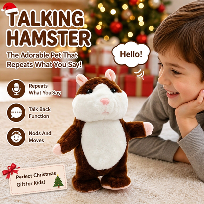 🐹❤️‍🔥 70% OFF – Talking Hamster Plush 🎄 Repeats What You Say & Shakes Its Head – Christmas Fun for Kids & Adults