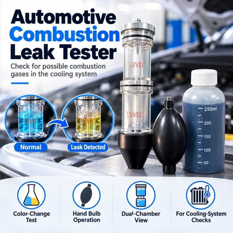 🚗 Combustion Leak Tester Kit – Detect Possible Head Gasket & Cooling System Leaks 🔧