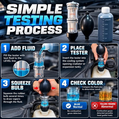 🚗 Combustion Leak Tester Kit – Detect Possible Head Gasket & Cooling System Leaks 🔧
