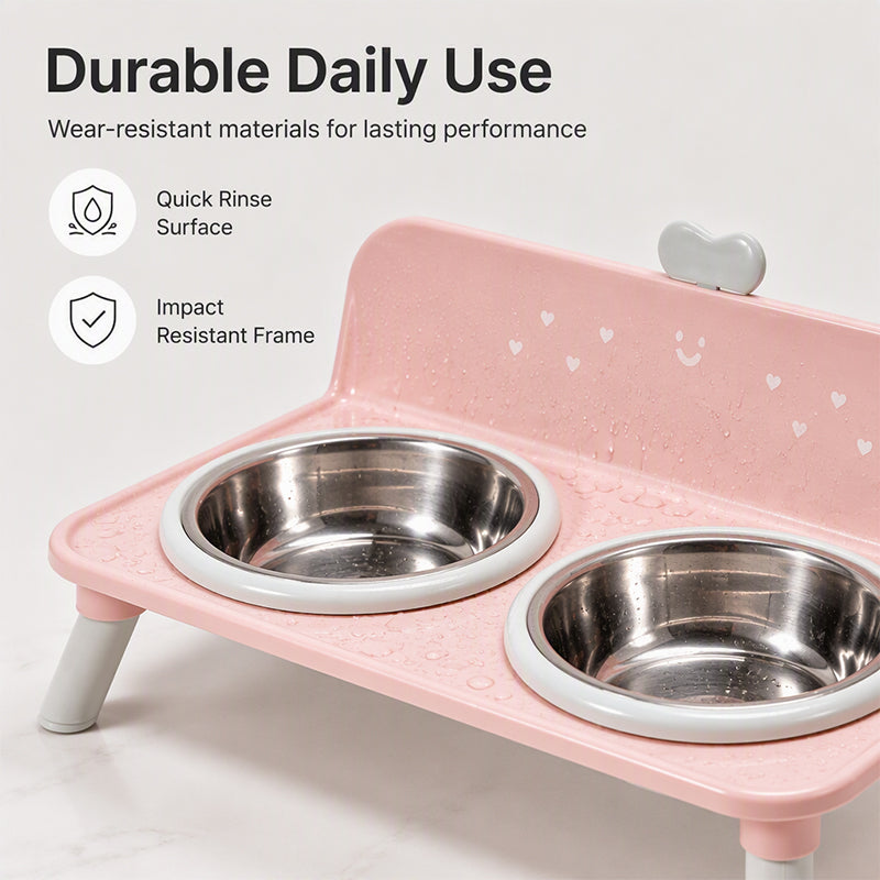 🐾 Elevated Pet Double Bowls | 4 Colors & Removable Bowls