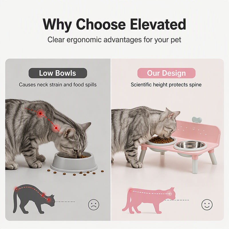 🐾 Elevated Pet Double Bowls | 4 Colors & Removable Bowls