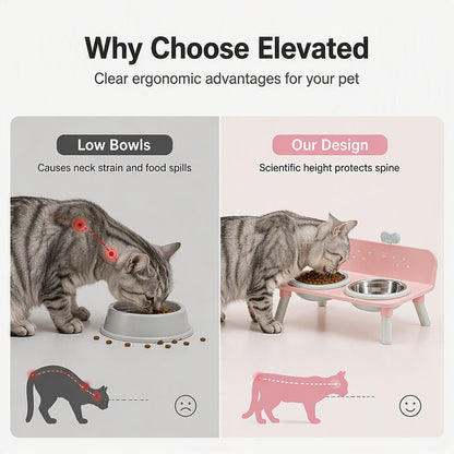 🐾 Elevated Pet Double Bowls | 4 Colors & Removable Bowls
