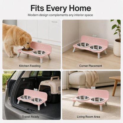 🐾 Elevated Pet Double Bowls | 4 Colors & Removable Bowls