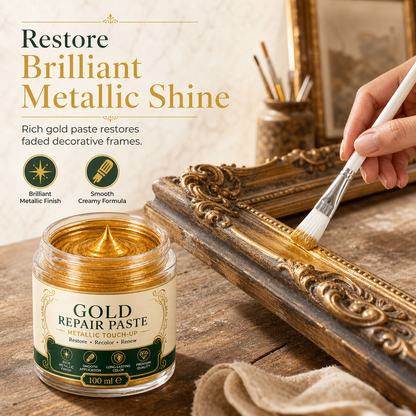 ✨ Gold Metallic Refinishing Paste – Restore Faded Frames & Home Decor with Brush 🖌️