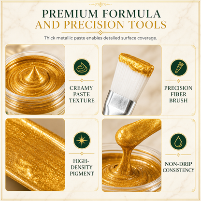 ✨ Gold Metallic Refinishing Paste – Restore Faded Frames & Home Decor with Brush 🖌️