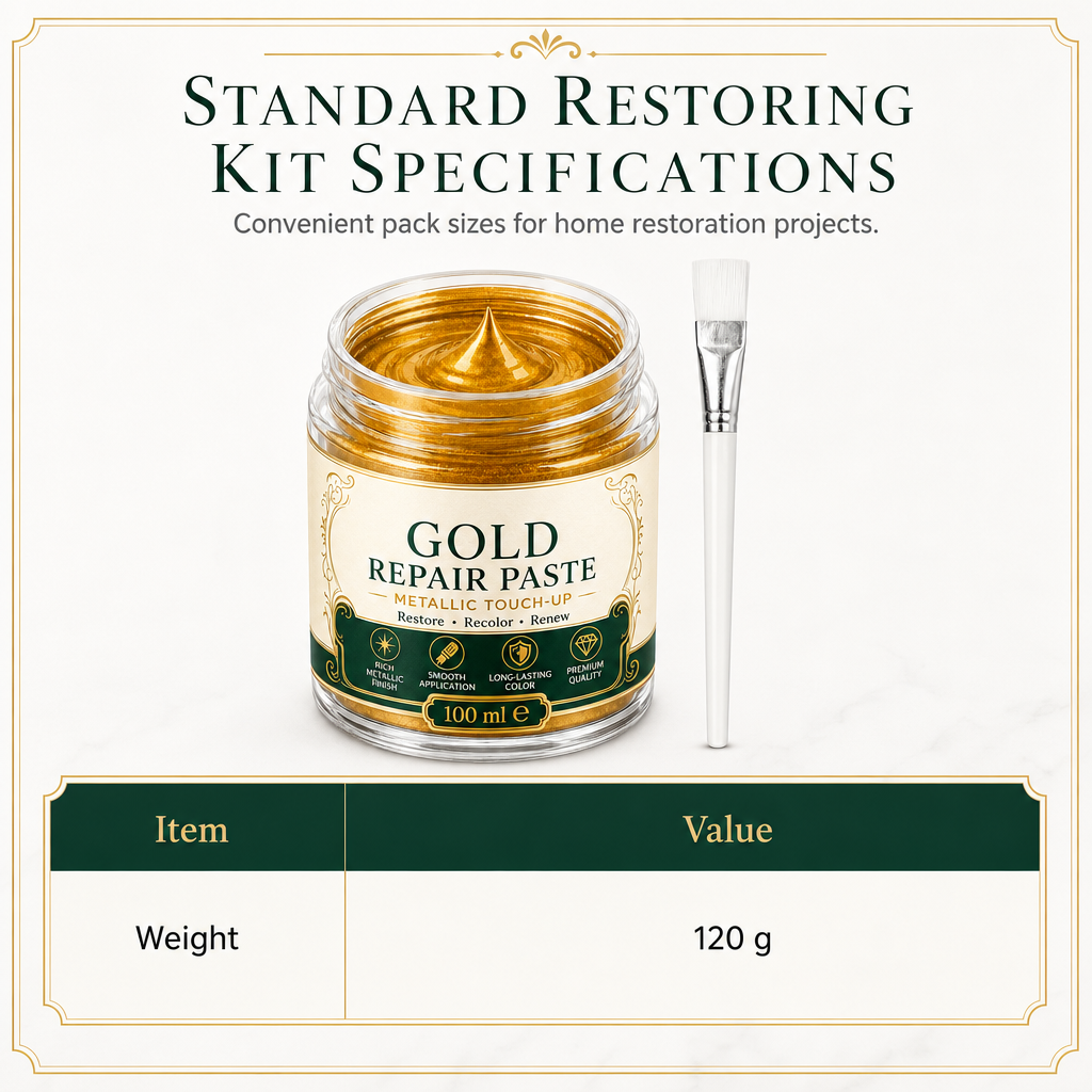 ✨ Gold Metallic Refinishing Paste – Restore Faded Frames & Home Decor with Brush 🖌️