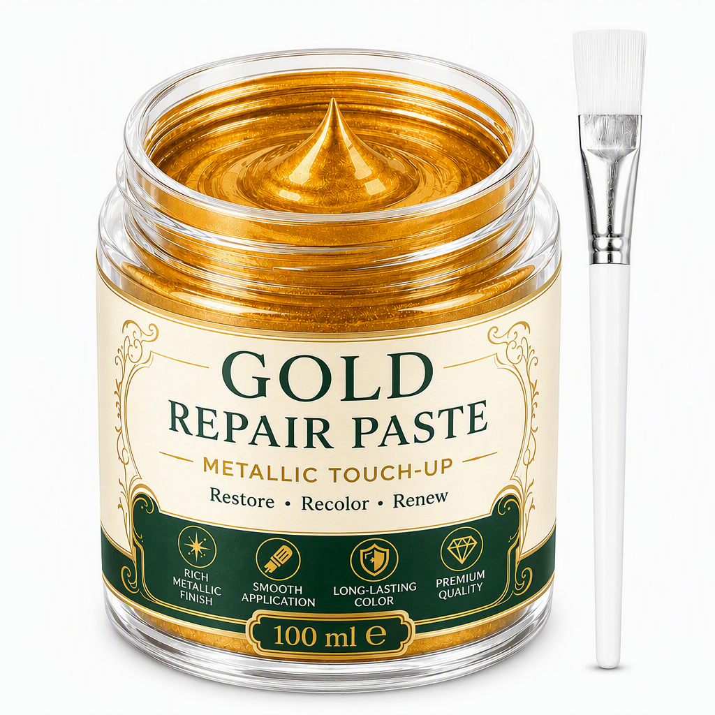 ✨ Gold Metallic Refinishing Paste – Restore Faded Frames & Home Decor with Brush 🖌️
